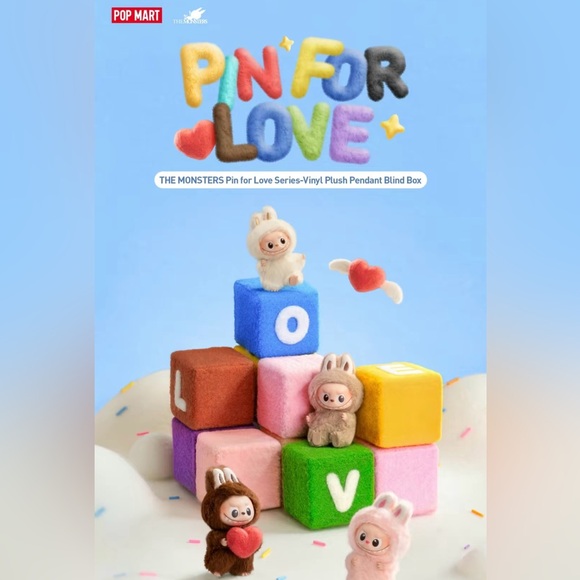 Pop Mart The Monsters Pin for Love Vinyl Plush Pendant (A-M) - Letter E - Picture 7 of 8